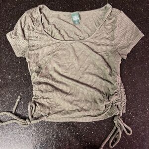 Wild Fable Cropped Olive Short Sleeve Top